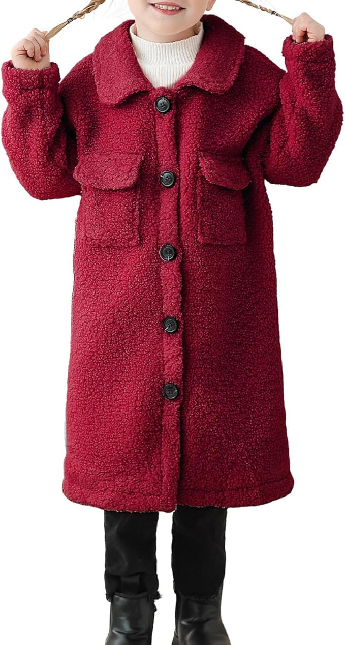 Long Coat for Girls Fleece Jackets 4-7 Years Knee-Length Coats Winter Warm Overcoat       Send to... | Amazon (US)