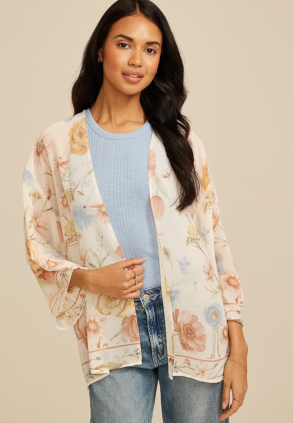 Floral Chiffon Kimono | Maurices