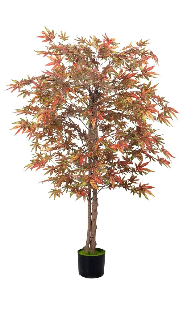4Ft Artificial Maple Tree, Faux Purple Green Japanese Acer Palmatum for Indoor, Fake Potted Autum... | Amazon (US)