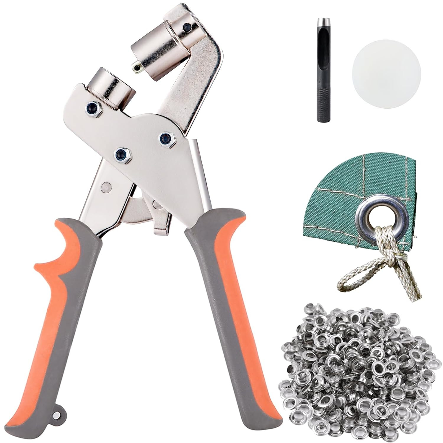 BIZOEPRO Grommet Tool Kit 1/4 Inch Eyelet Press Pliers 6MM Hole Punch Manual Handheld 500pcs Silv... | Amazon (US)