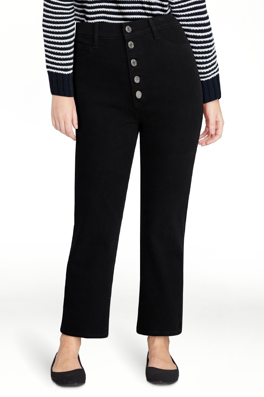 Time and Tru Women's High Rise Button Fly Cropped Jeans, 26.5" Inseam, Sizes 0-22 | Walmart (US)
