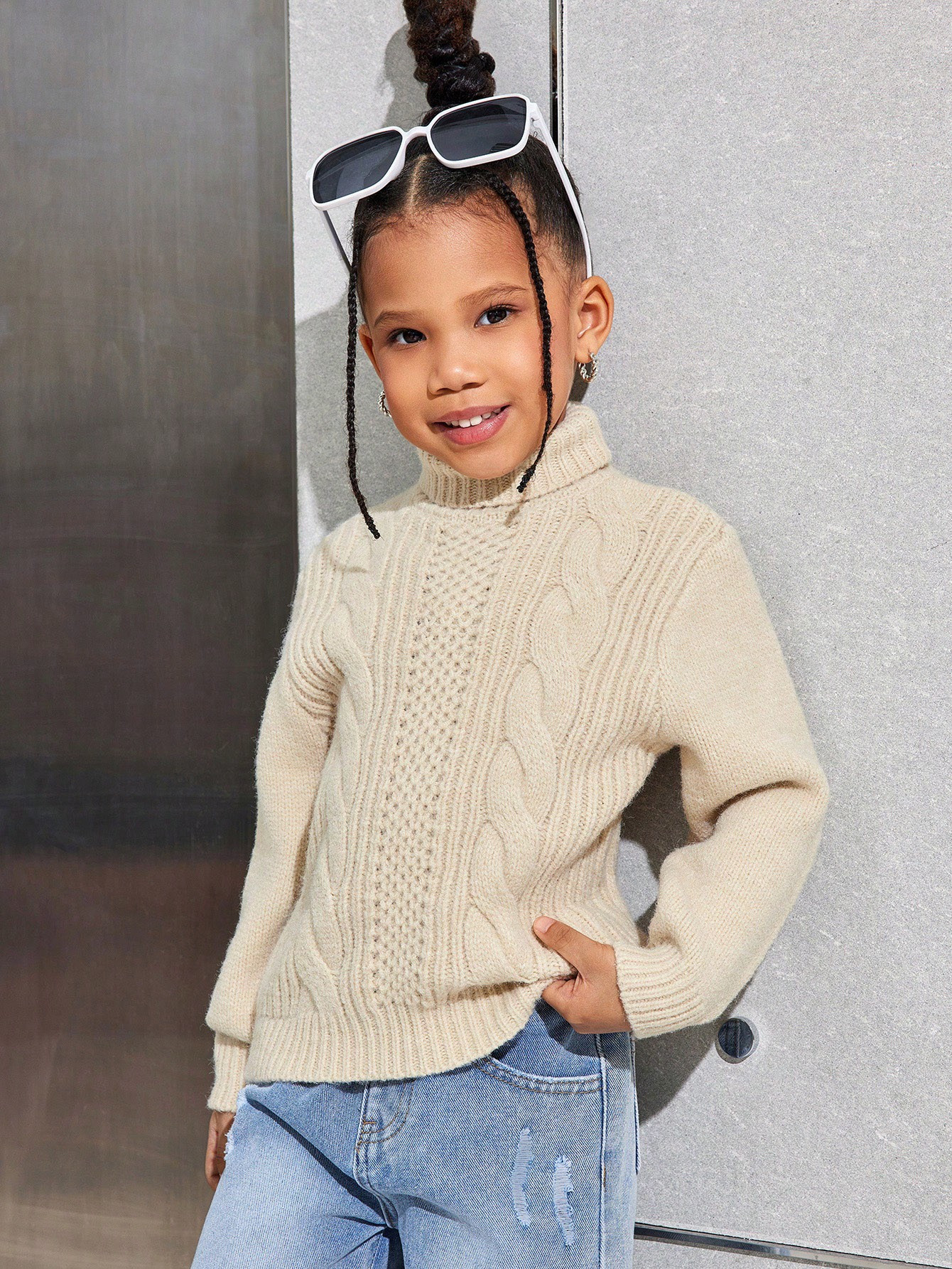 Young Girl Autumn/Winter Casual Versatile Warm Turtleneck Knit Sweater | SHEIN