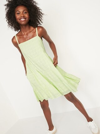 Sleeveless Tiered Dobby Swing Dress for Women | Old Navy (US)