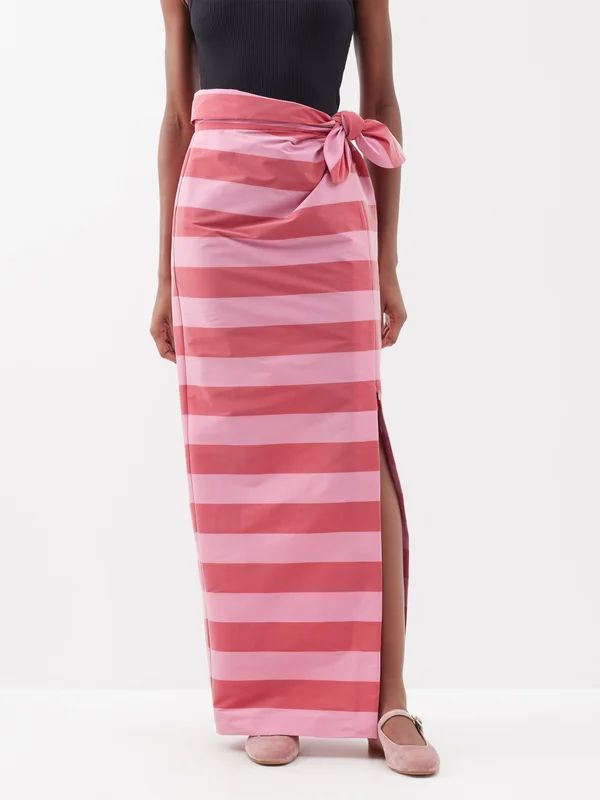 Cecile tie-waist striped taffeta maxi skirt | BERNADETTE | Matches (US)