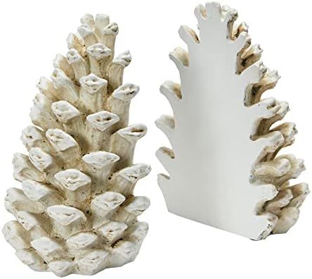 Creative Co-Op Resin Pinecone, Antique White Bookends | Amazon (US)