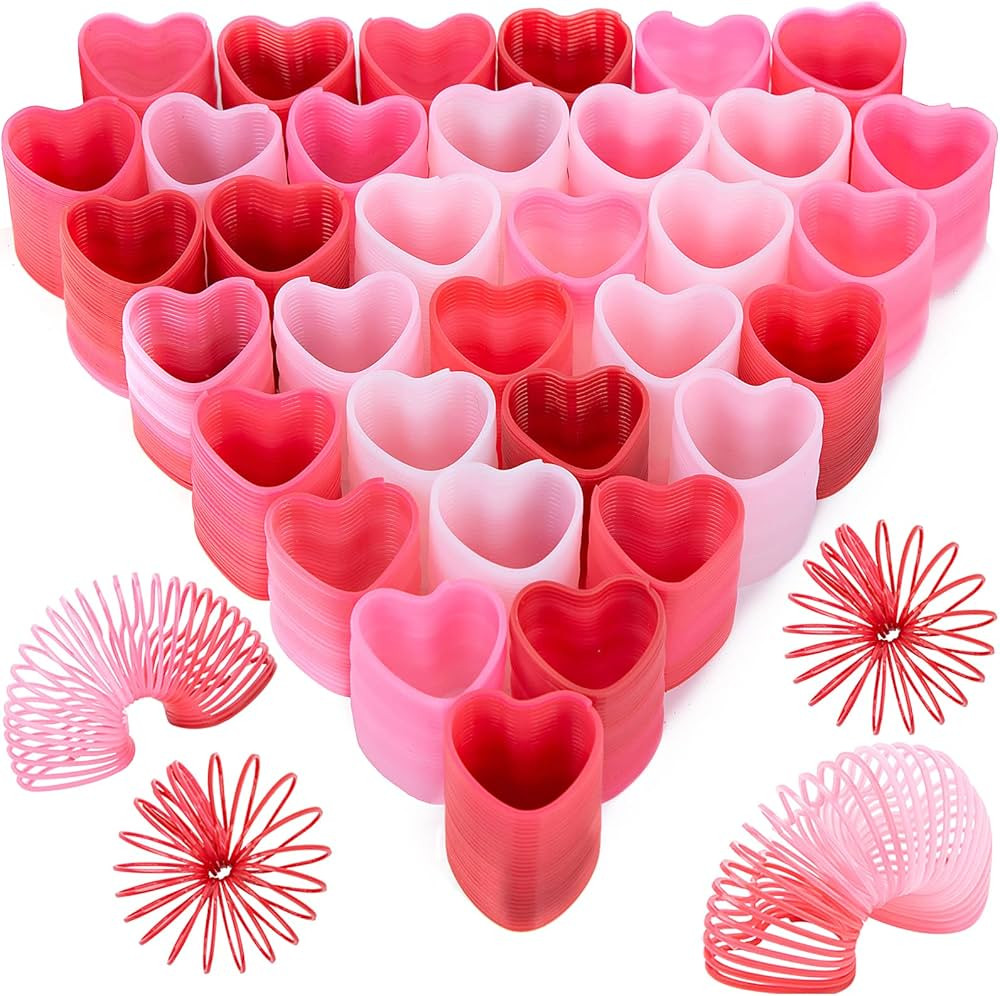 JOHOUSE 35PCS Valentine's Day Toys with Coil Springs Rainbow Springs, Heart Coil Spring Toy Mini ... | Amazon (US)
