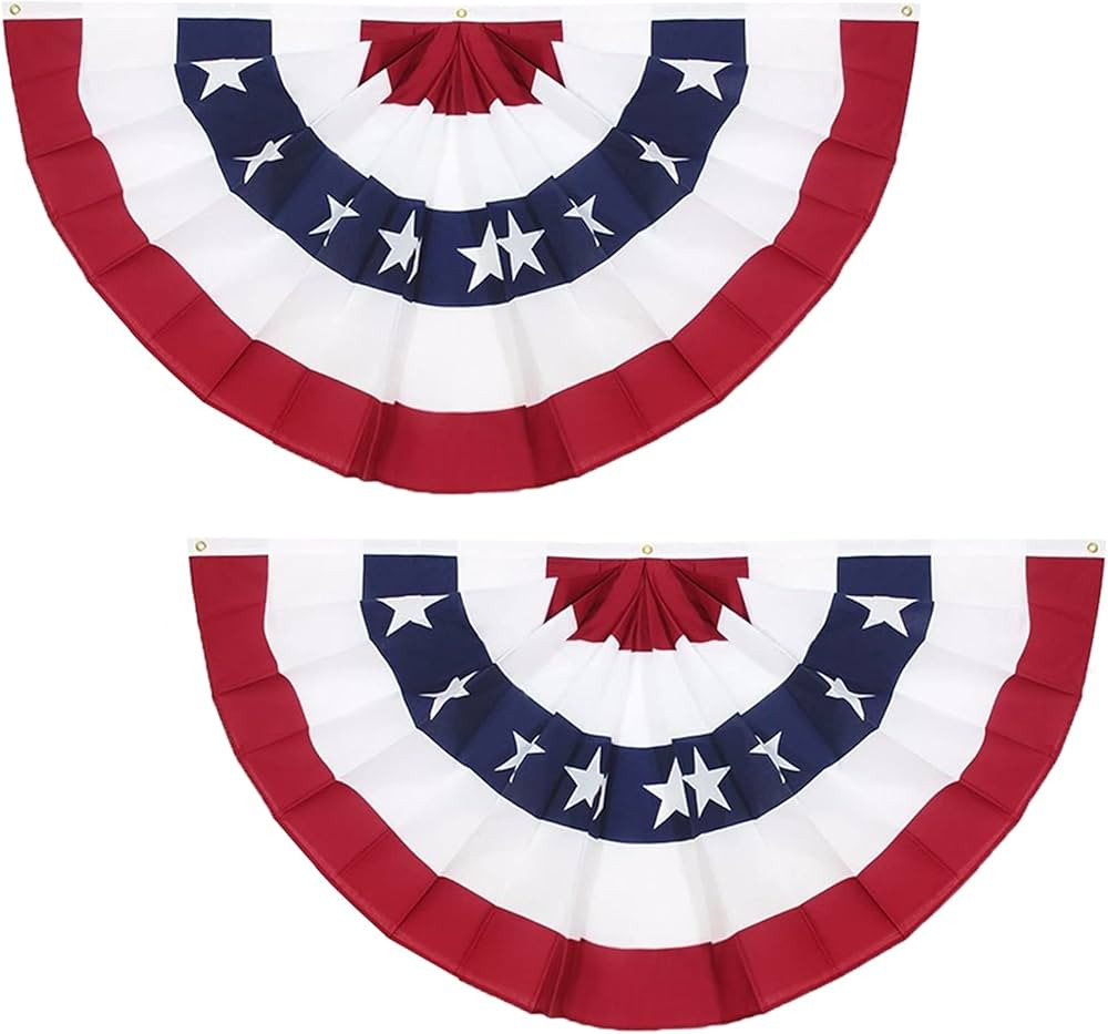 American Pleated Fan Flag,3 X 6 Ft USA Patriotic Flag Bunting Half Fan Banner Decoration Indoor/O... | Amazon (US)
