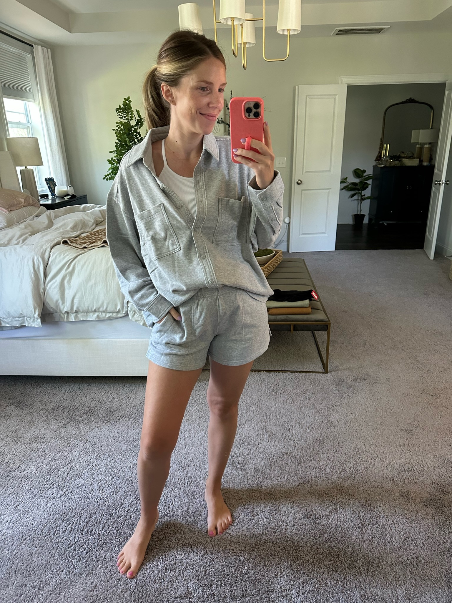 Easy, comfortable outfit: matching set & free people bra 