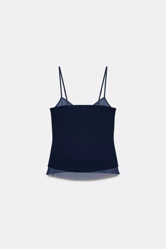 TR\u00c4GERTOP MIT T\u00dcLL-MATERIALKOMBINATION | Zara US