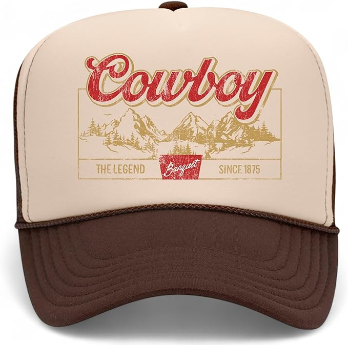 Cowboy The Legend Trucker Hat | Cowgirl Country Western Vintage Beer Banquet | Premium Mesh Snapb... | Amazon (US)