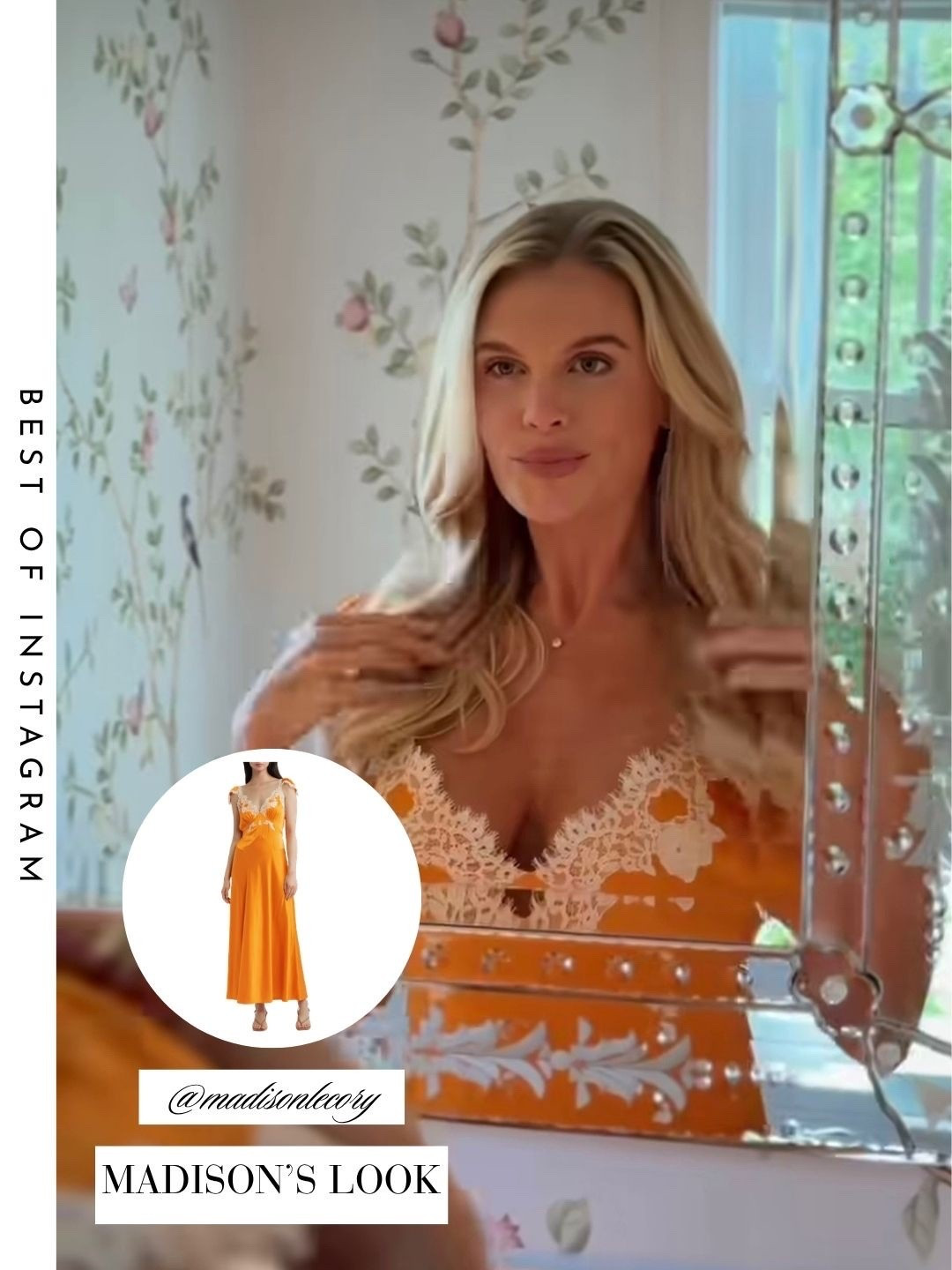 Madison LeCroy’s Orange Lace Trim Dress 📸 = @madisonlecroy