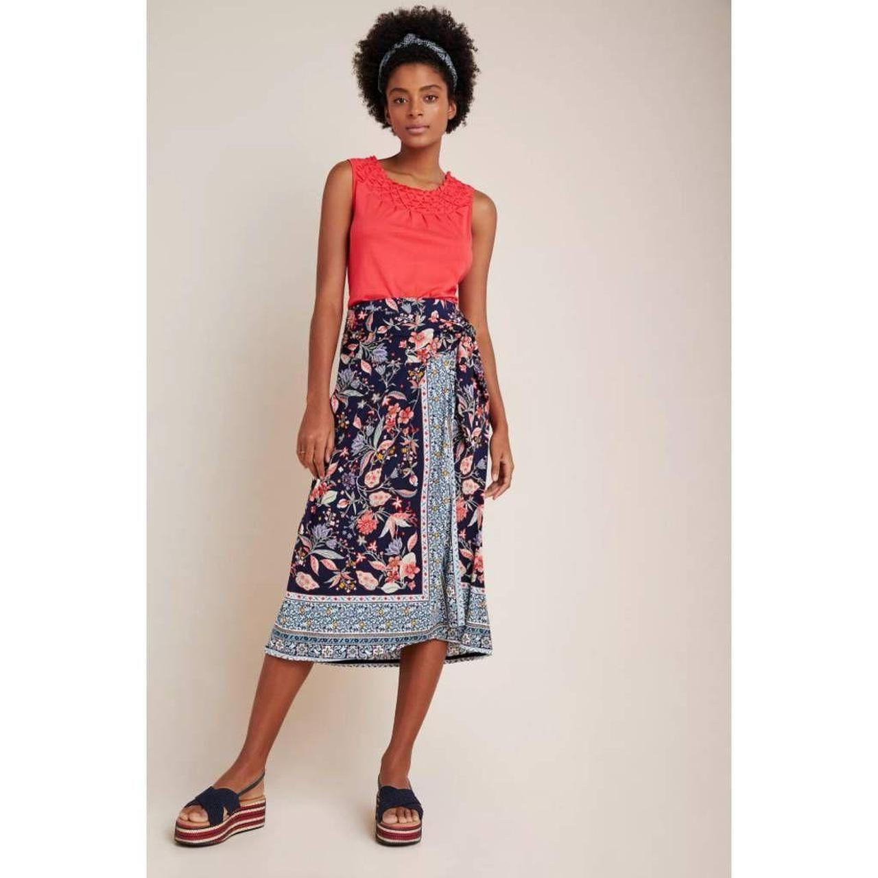 Maeve By Anthropologie Wrap Skirt Women's Small Blue... | Depop | Depop US