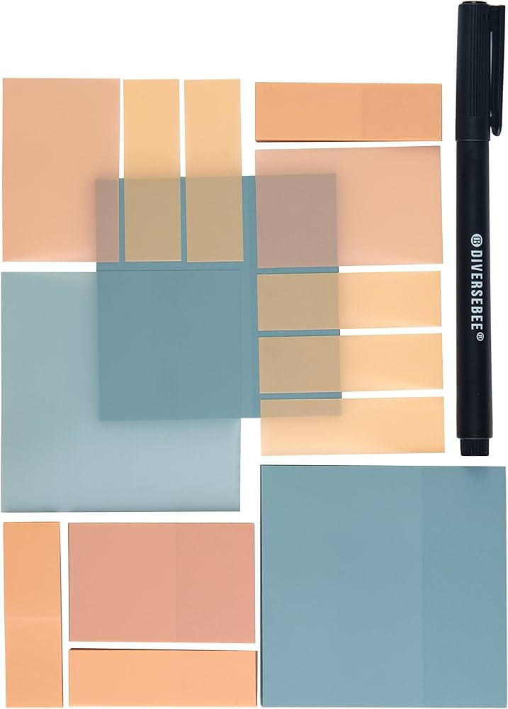 DiverseBee Transparent Sticky Notes (Includes Quick Dry Pen), Cute Clear Sticky Tabs, Translucent... | Amazon (US)