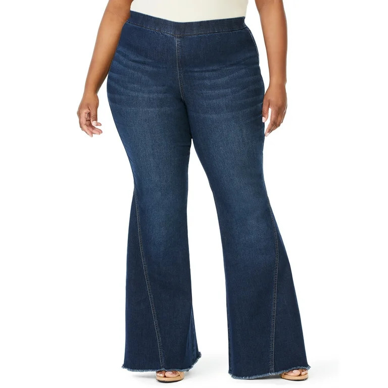 Sofia Jeans by Sofia Vergara Plus Size Melisa High-Rise Super Flare Pull-On Jeans | Walmart (US)