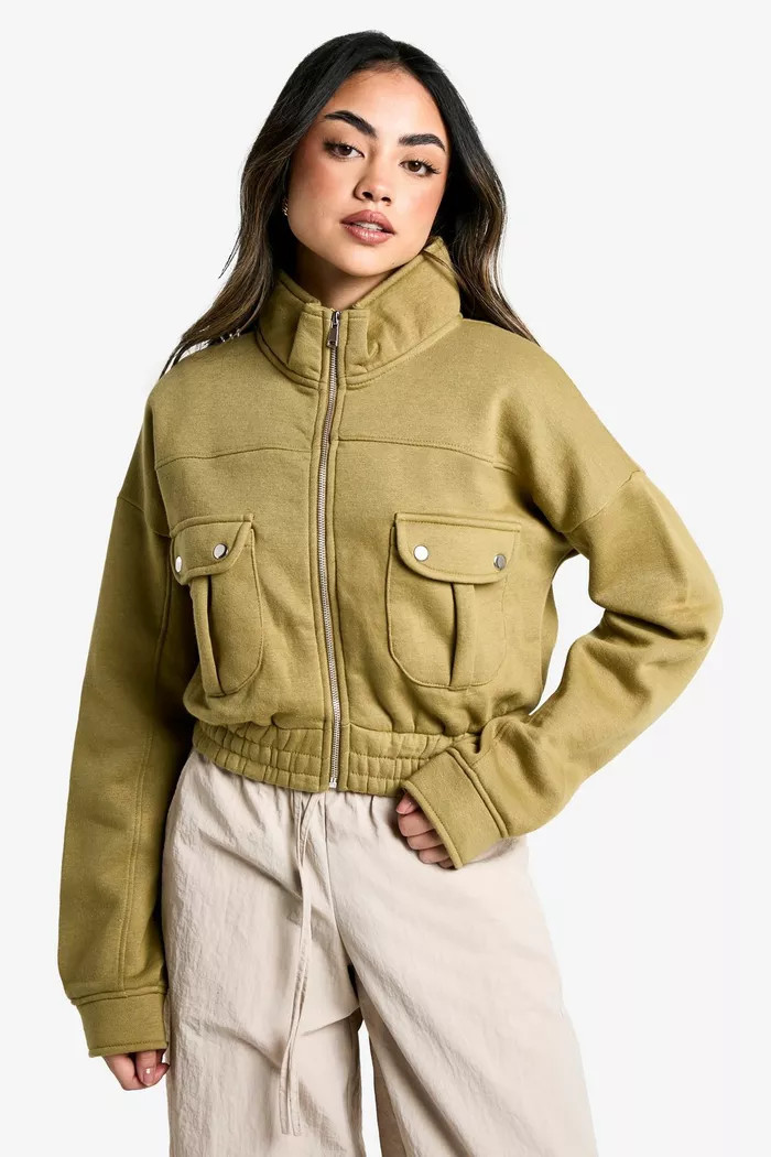 Pocket Detail Bomber Jacket | Boohoo.com (UK & IE)