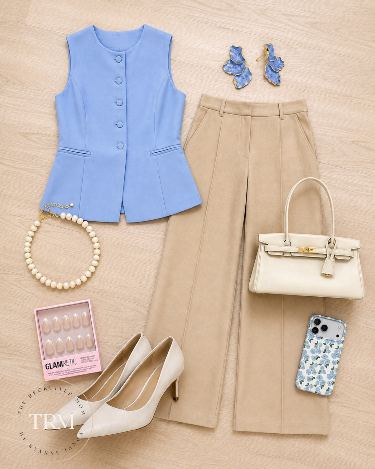 A cute outfit for work or casual outings, complete with PRETTYGARDEN's sleeveless blazer and NIMIN's wide leg pants. Pair with Sam Edelman's Vienna Pumps for a sleek look. #WorkWear #BusinessCasual

#LTKOver40 #LTKMidsize #LTKWorkwear