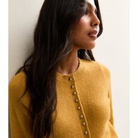 Women's Yellow Crew Neck Long Sleeve Studded Cardigan New Look | New Look (UK)