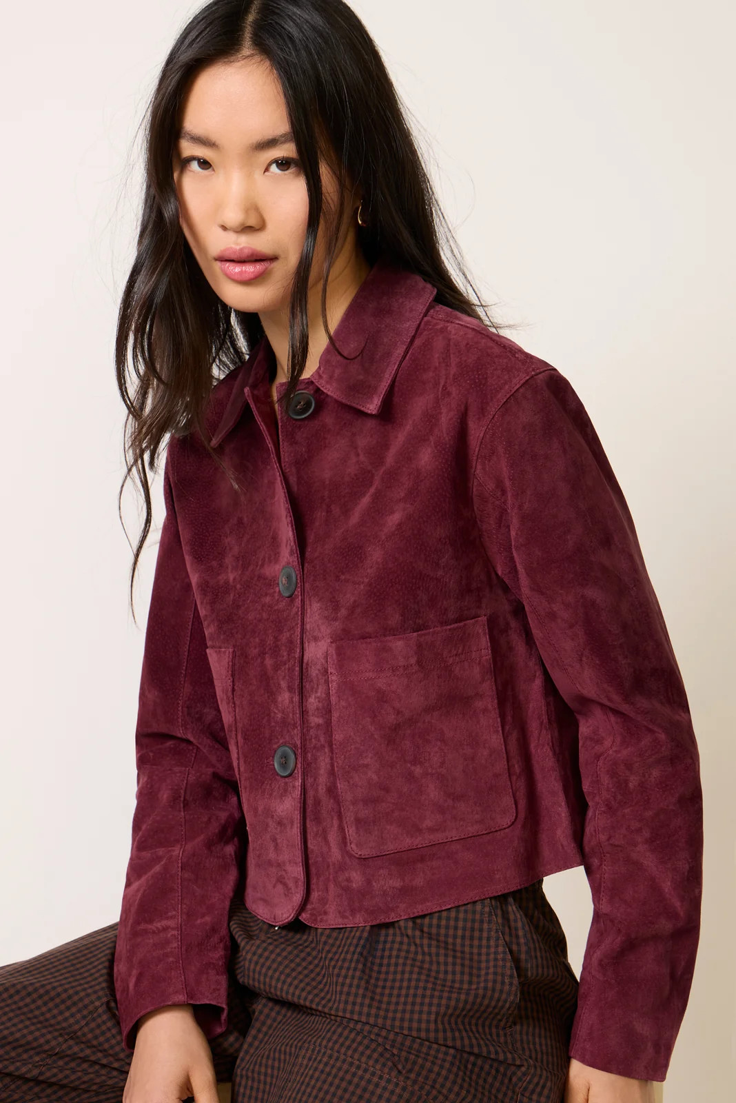 BLANKNYC Women's Crop Suede Jacket, Size XL, Wineoclock Red | Evereve