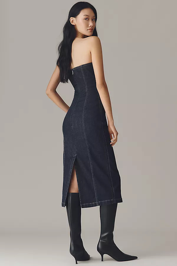 Esme Strapless Denim Midi Dress | Anthropologie (US)