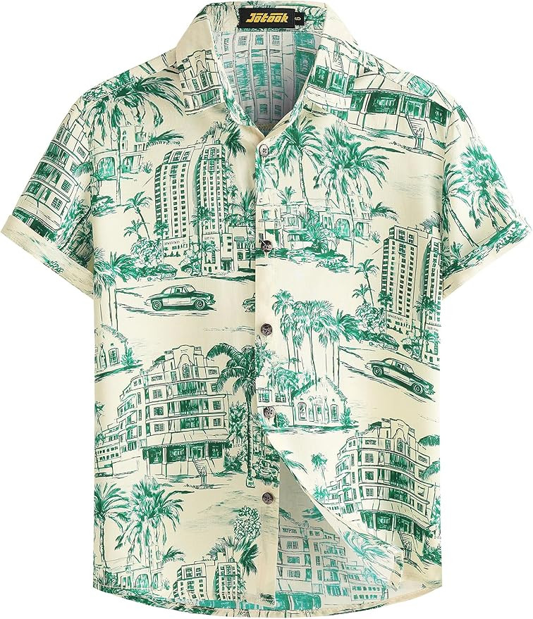JOTOOK Boys Hawaiian Shirt Short Sleeve Button Down Shirt Casual Floral Tropical Beach Shirts 6-1... | Amazon (US)