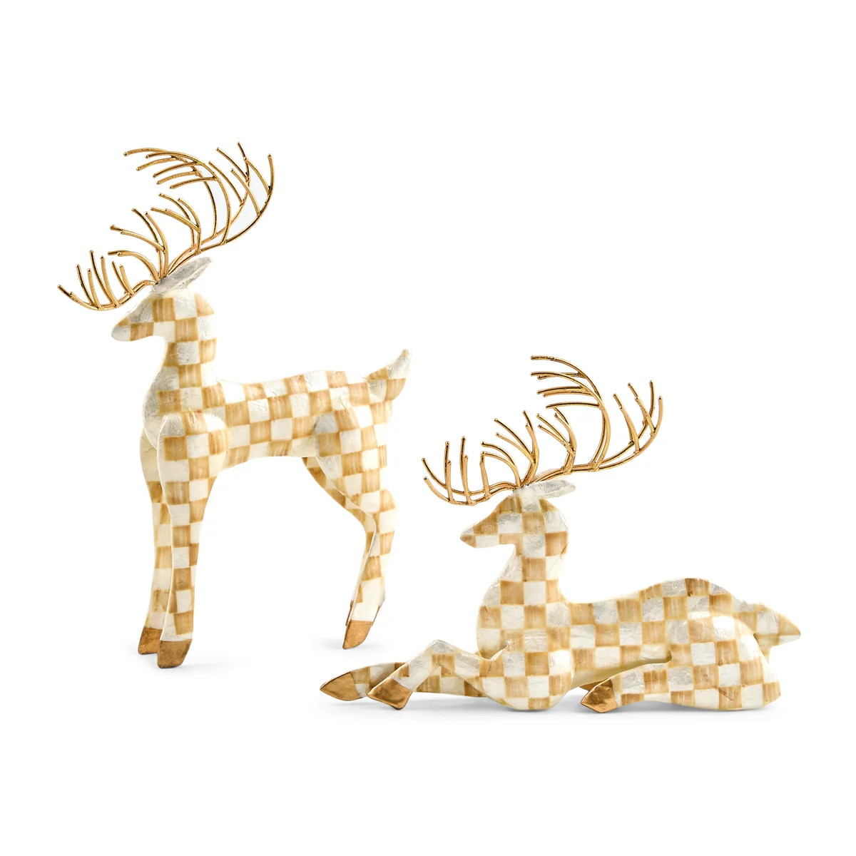 Mocha Check Capiz Deer, Set Of 2 | Wayfair North America