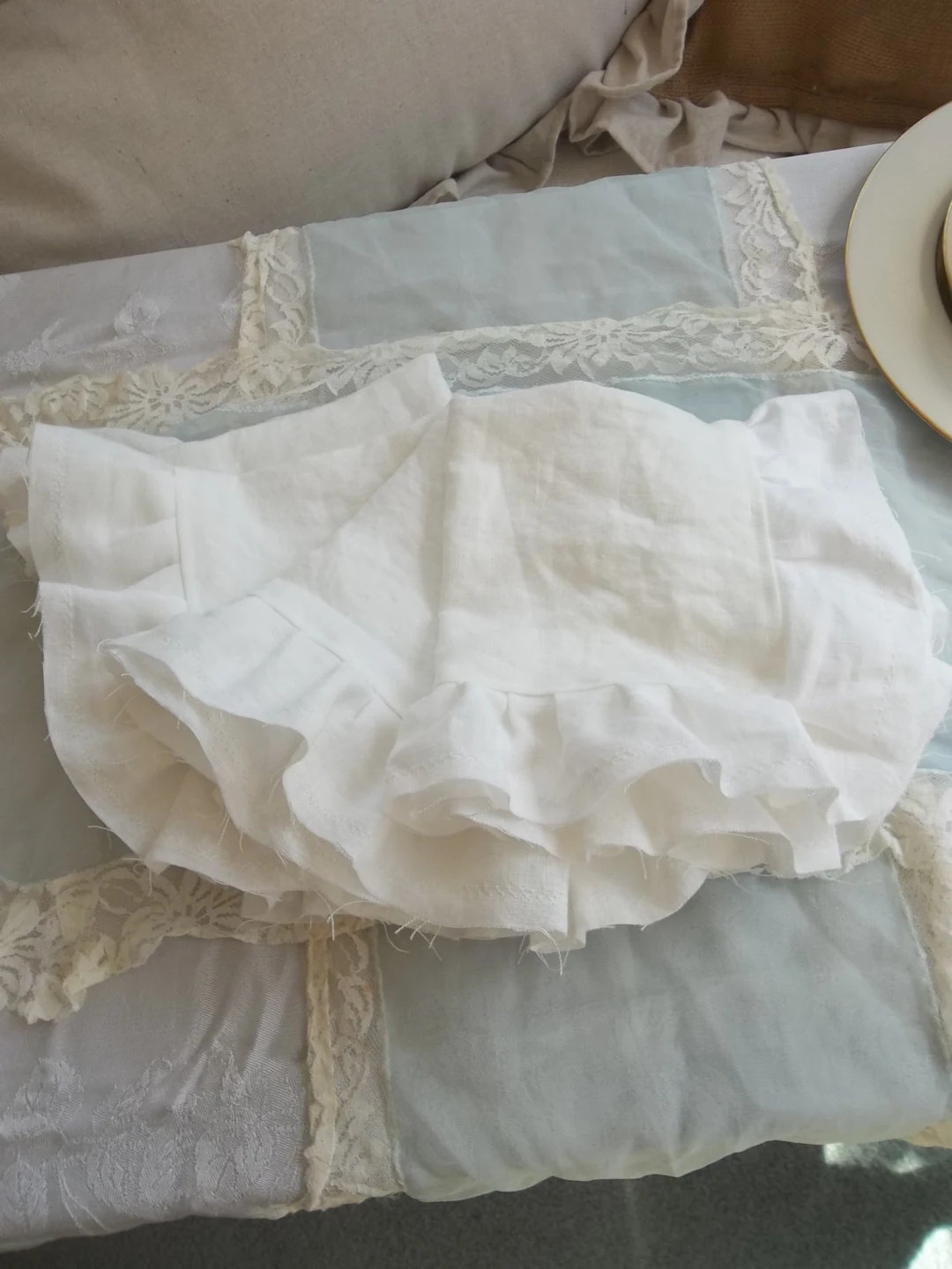 4 Ruffled Linen Napkins Ruffled Napkins Linen Dinner Napkins Torn Ruffle Napkins Ruffled Table Li... | Etsy (US)