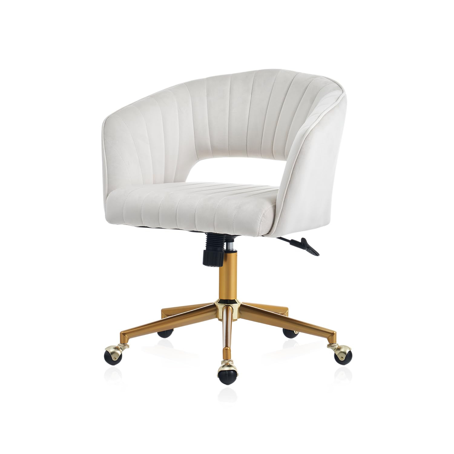 Vanity Chair with Back 360 Swivel Armchair and Gold Base, Criss Cross Chair with Wheels for Vanit... | Amazon (US)