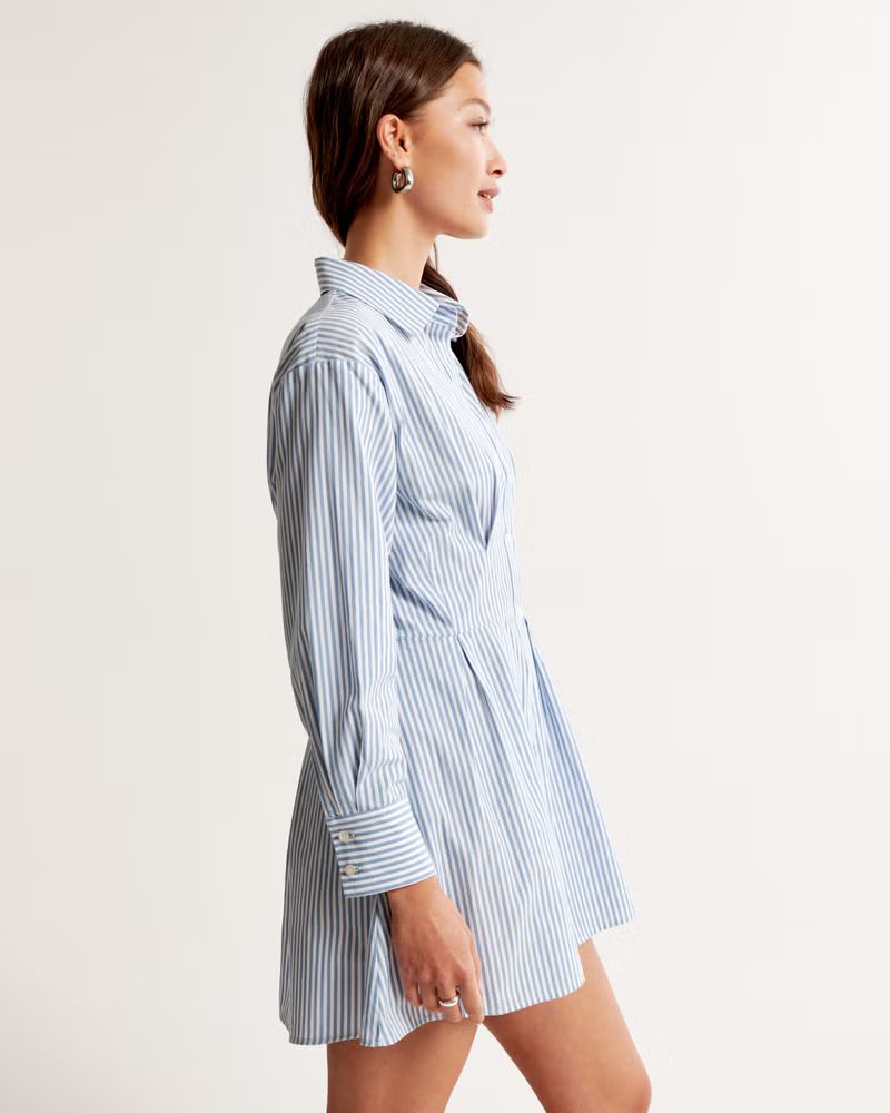 Long-Sleeve Poplin Shirt Dress | Abercrombie & Fitch (US)