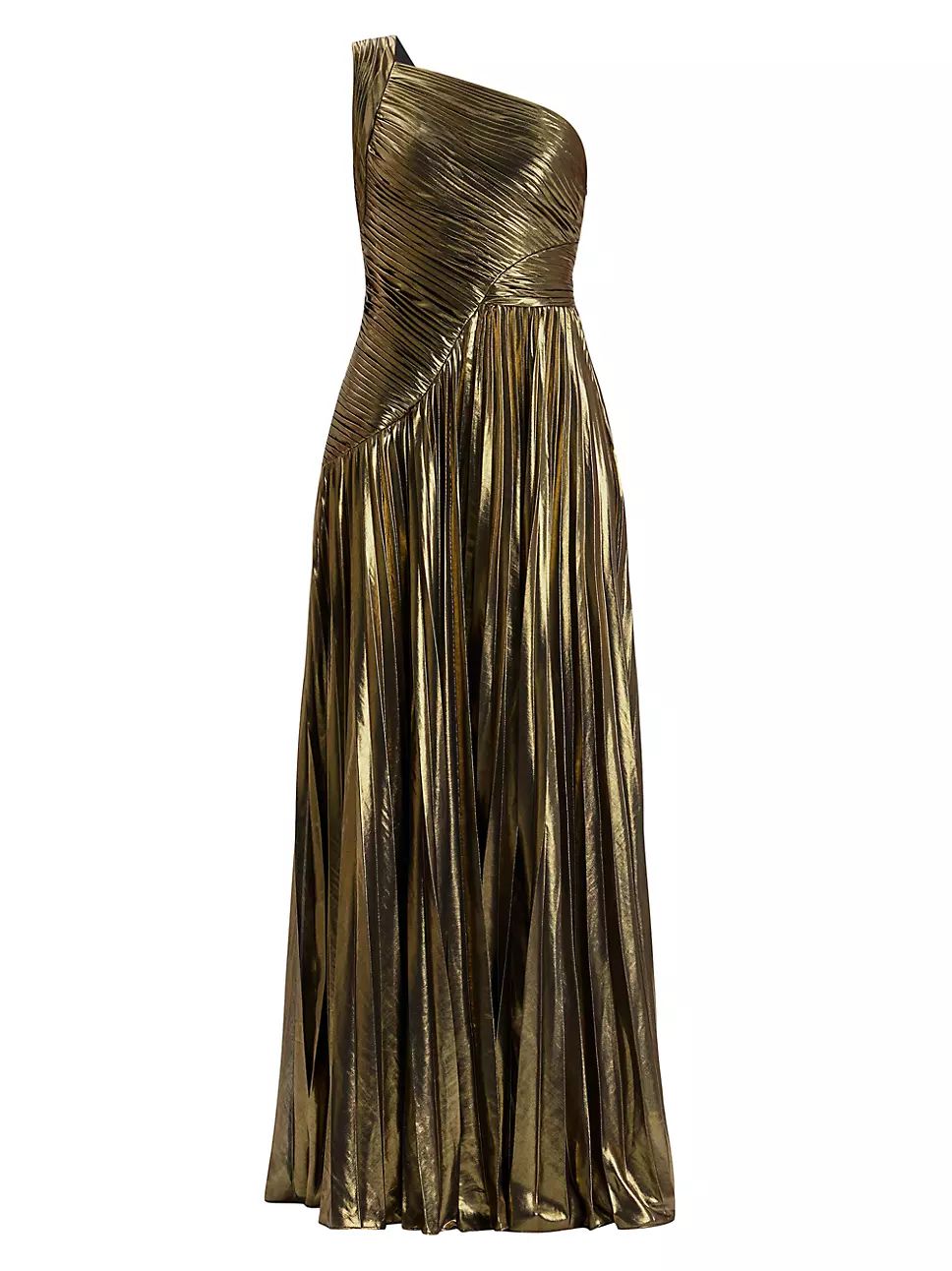Metallic Chiffon One-Shoulder Gown | Saks Fifth Avenue