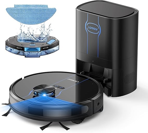 Laresar Robot Vacuum, 3 in 1 Robot Vacuum and Mop with Smart Mapping, Self-Emptying Robotic Vacuu... | Amazon (US)