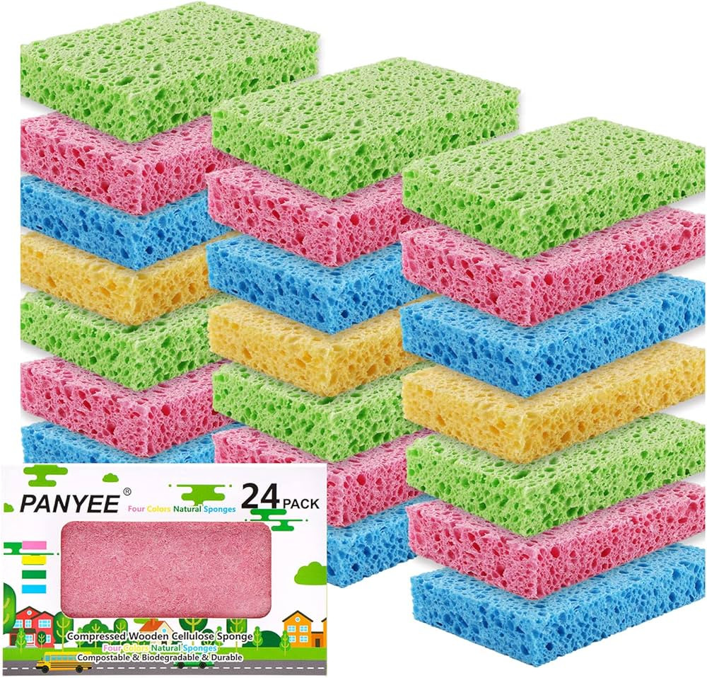 Amazon.com: Compressed Cellulose Kitchen Sponges 24Pack,Non-Scratch Biodegradable Natural Sponge ... | Amazon (US)