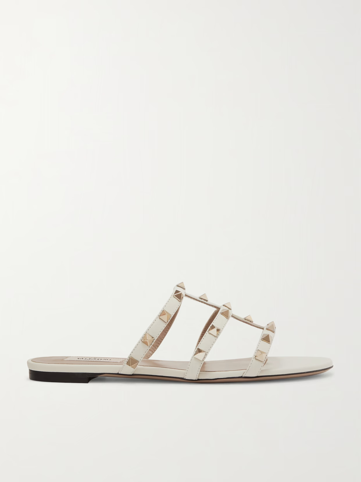 Valentino - Valentino Garavani The Rockstud Leather Sandals - Ivory | NET-A-PORTER (US)