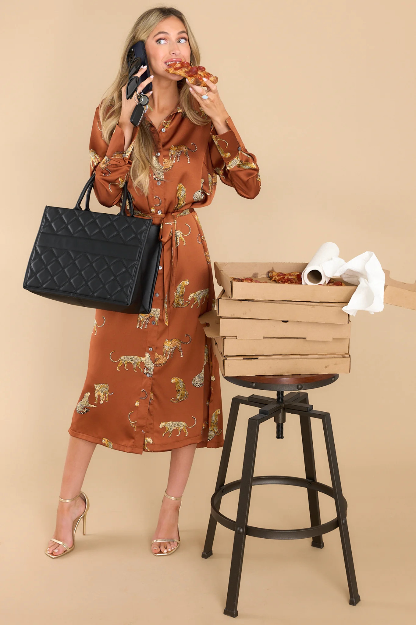 Going Wild Toffee Midi Dress | Red Dress 