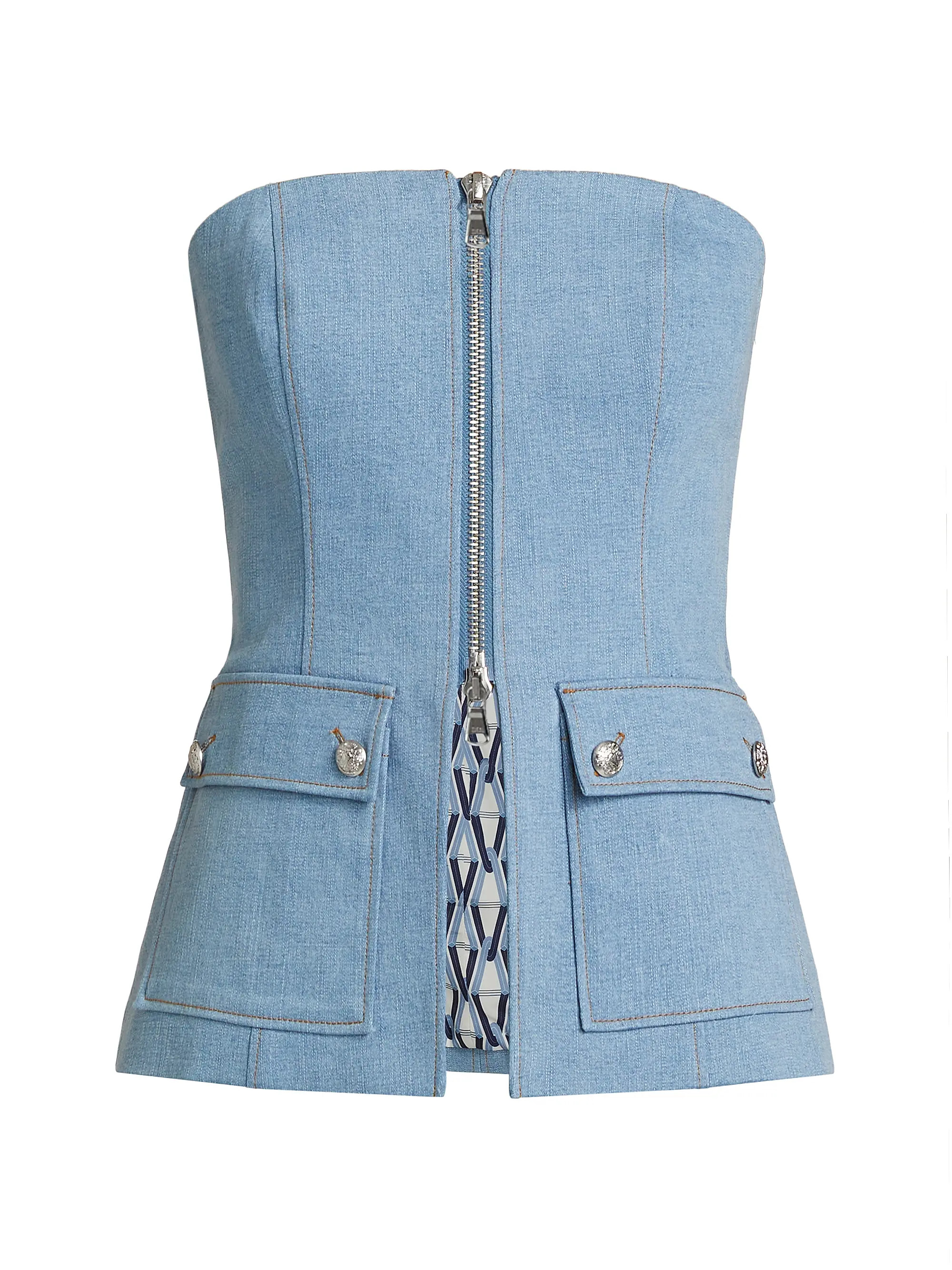 Maeve Seamed Denim Bustier | Saks Fifth Avenue