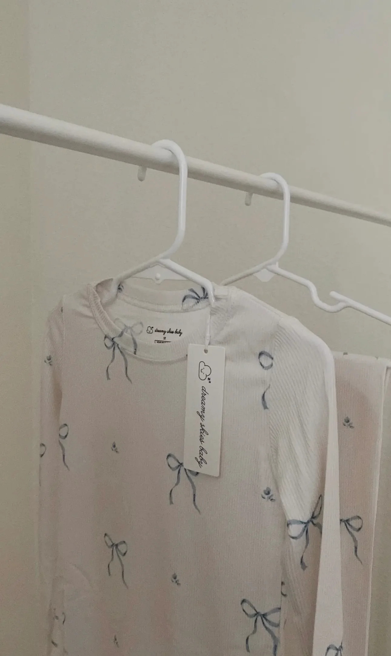 Bamboo Ribbed Two Piece Set in Blue Bows | PEGGI + ME