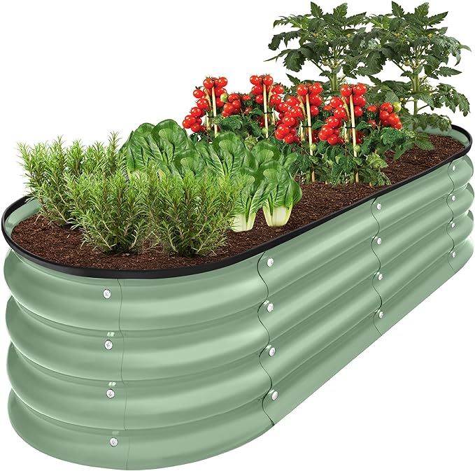 Best Choice Products 4x2x1ft Outdoor Metal Raised Garden Bed, Oval Deep Root Planter Box for Vege... | Amazon (US)