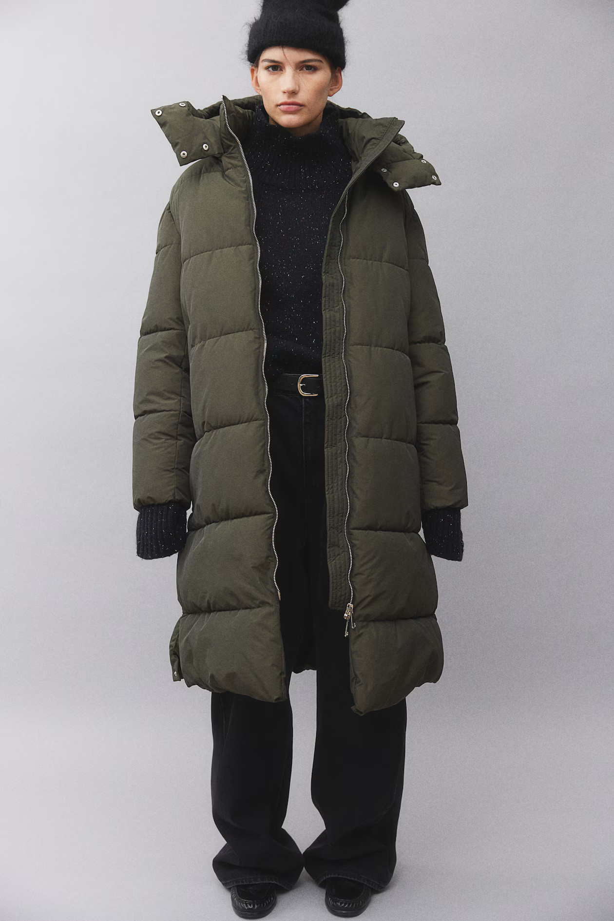 Water-repellent puffer coat - Dark khaki green - Ladies | H&M GB | H&M (UK, MY, IN, SG, PH, TW, HK)