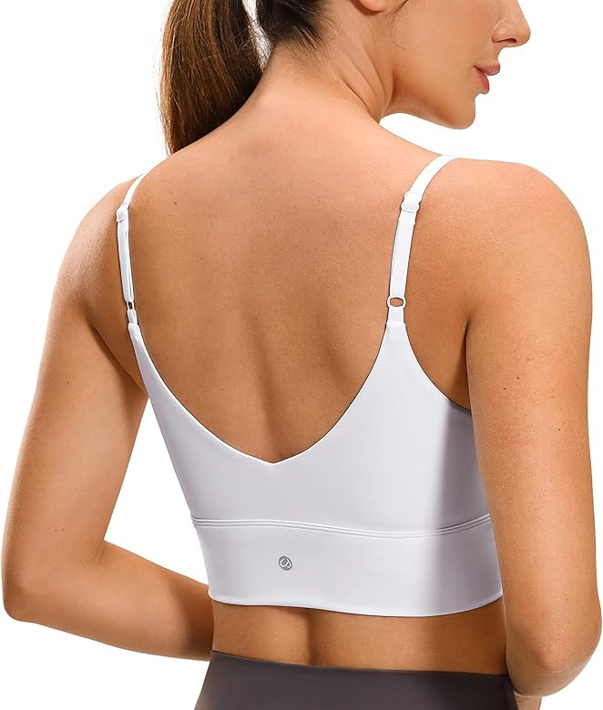 CRZ YOGA Adjustable Longline Sports Bra for Women - V Back Wireless Workout Padded Yoga Camisole ... | Amazon (US)