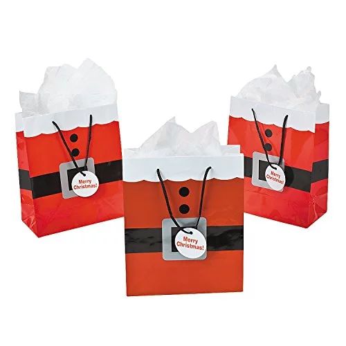 Fun Express Santa Clause Suit Medium Gift Bags - 12 Piece Pack - Walmart.com | Walmart (US)