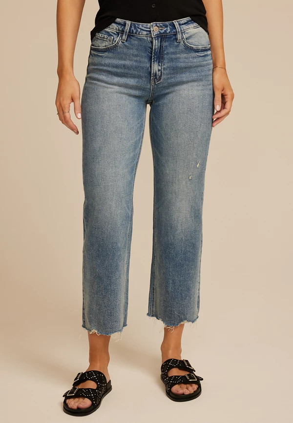 Flying Monkey™ High Rise Fray Hem Wide Leg Jean | Maurices