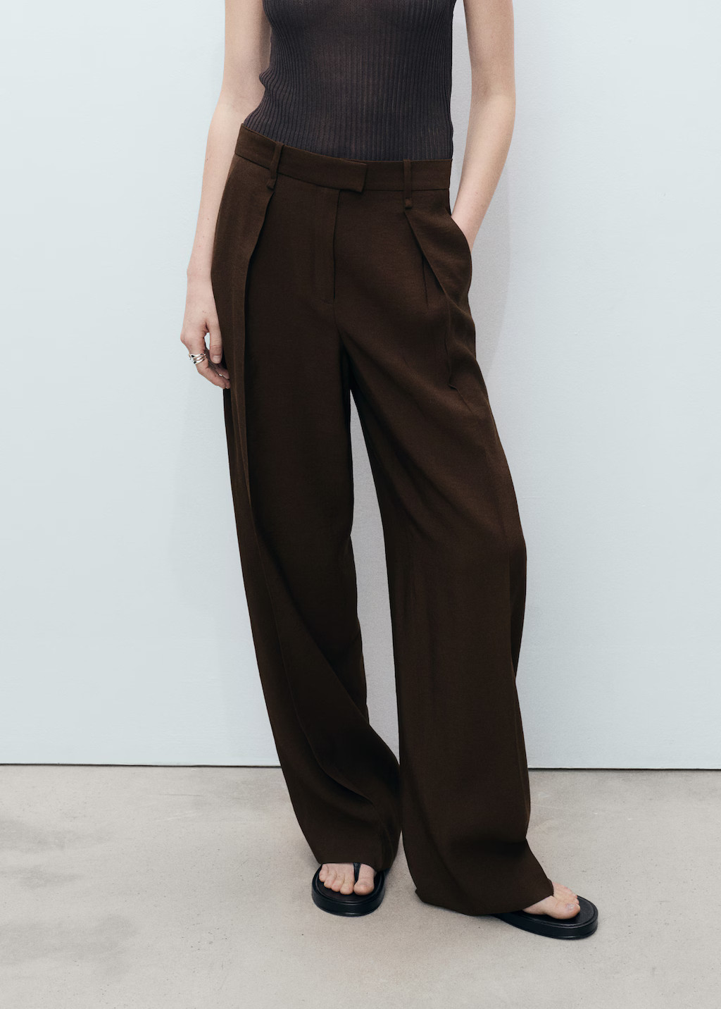 Wideleg pleated trousers - Women | MANGO United Kingdom | MANGO (UK)
