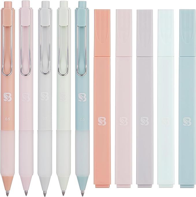 Aesthetic Highlighters and Gel Pens With Soft Ink And Tip, No Bleed Dry Fast Easy to Hold, for Bi... | Amazon (US)