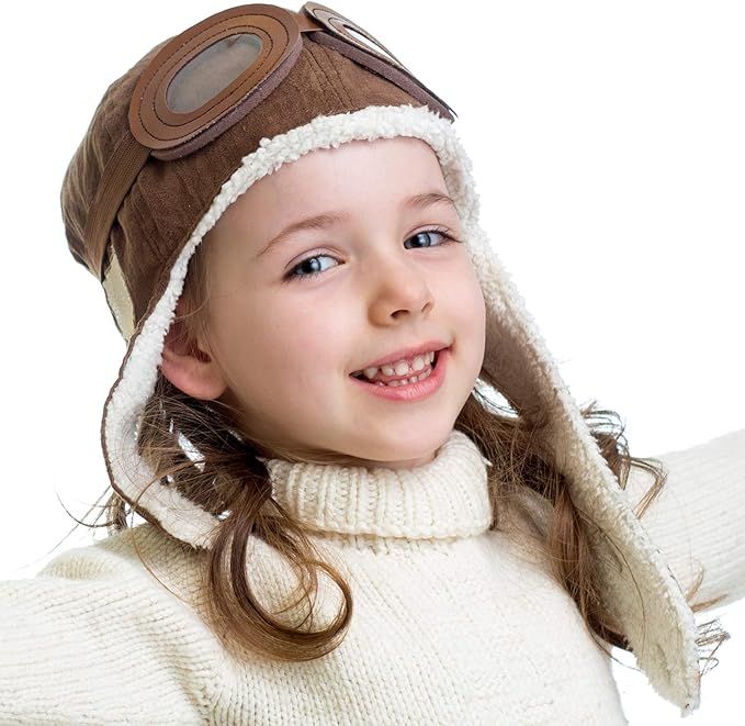 Amazon.com: Happy Will Baby Pilot Hat Warm Aviator Cap with Earflaps Unisex Kids Fleece Winter Pr... | Amazon (US)