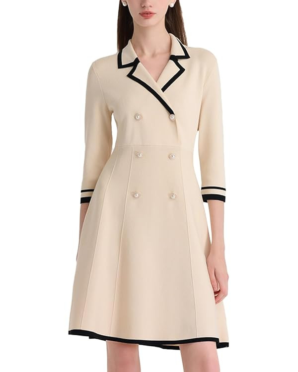 Mini Sweater Dress for Women, Button up 3/4 Sleeve Knit Dresses for Teacher Work Business | Amazon (US)