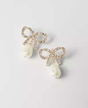 Bow Pearlized Drop Earrings | Ann Taylor (US)