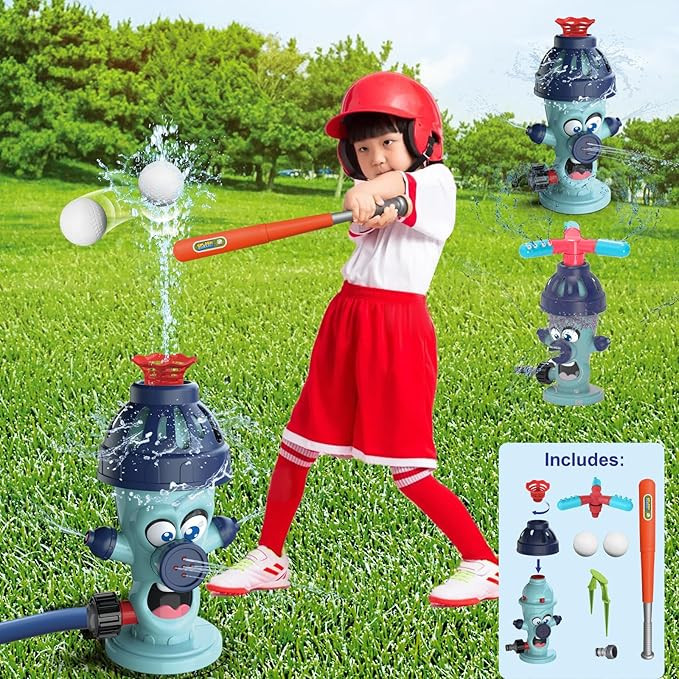 3 in 1 Water Sprinkler for Kids，Hydrant Sprinkler with Baseball Sprinkler & 360 °Rotating Spra... | Amazon (US)