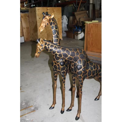 Elegant Pair of Giraffes Bronze Statues – Stunning Art Piece for Home & Garden, 32"L x 12"W x 55"H | Wayfair North America