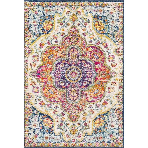Zainab Oriental Gray/Orange/Pink Area Rug | Wayfair North America
