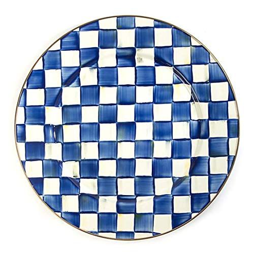 MacKenzie-Childs Royal Check Round Serving Platter, 16-Inch Large Serving Dish, Blue and White En... | Walmart (US)