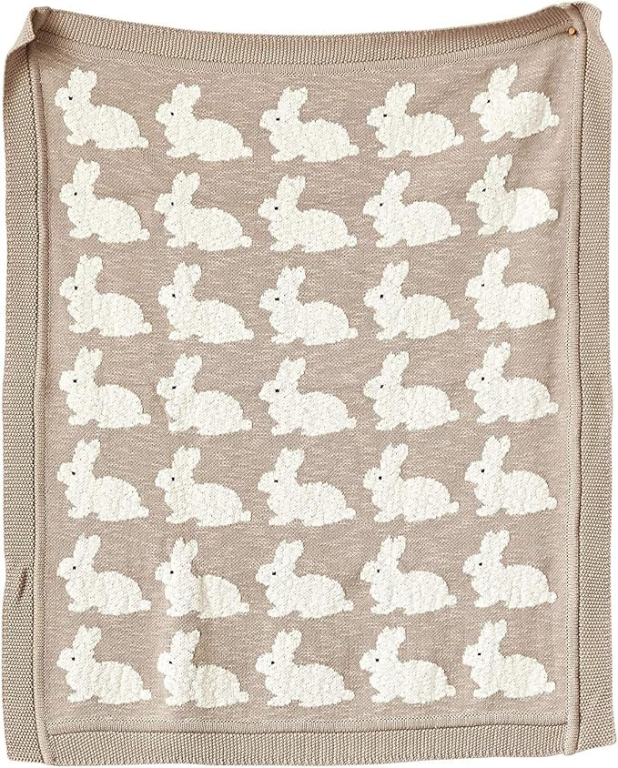 Creative Co-op Cotton Knit Baby Blanket with Rabbits, 40" L x 32" W, Taupe | Amazon (US)